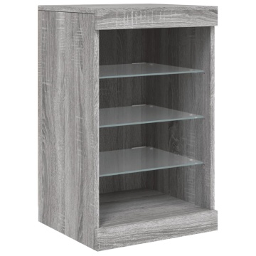 Servantă cu lumini LED, gri sonoma, 41x37x67 cm - Img 3