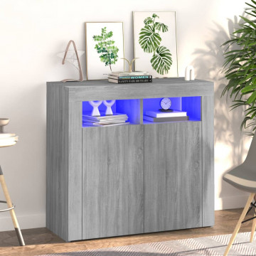 Servantă cu lumini LED, gri sonoma, 80x35x75 cm - Img 1