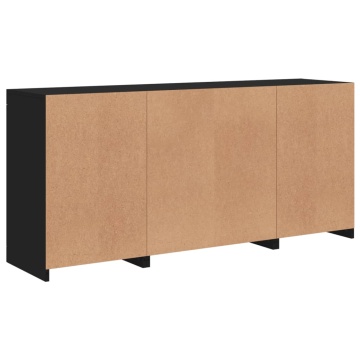 Servantă cu lumini LED, negru, 142,5x37x67 cm - Img 7