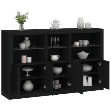 Servantă cu lumini LED, negru, 162x37x100 cm - Img 1