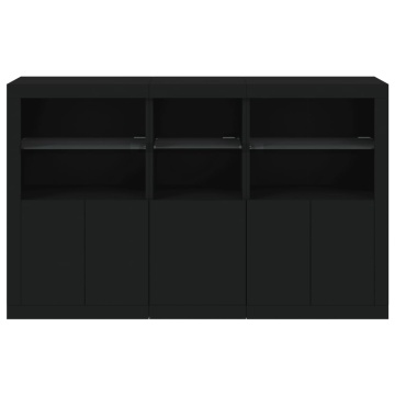 Servantă cu lumini LED, negru, 162x37x100 cm - Img 5