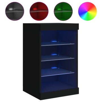 Servantă cu lumini LED, negru, 41x37x67 cm - Img 2