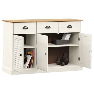 Servantă cu sertare VIGO, alb, 113x40x75 cm, lemn masiv de pin - Img 3