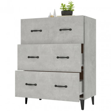 Servantă, gri beton, 69,5x34x90 cm, lemn prelucrat - Img 4