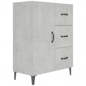 Servantă, gri beton, 69,5x34x90 cm, lemn prelucrat - Img 2