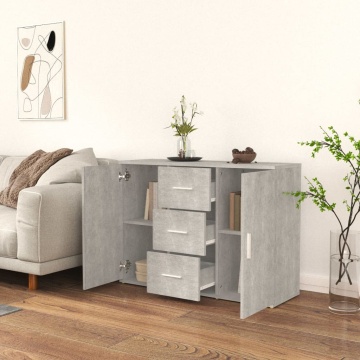 Servantă, gri beton, 91x29,5x65 cm, lemn prelucrat - Img 3