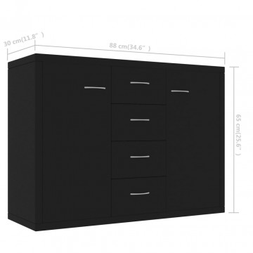 Servantă, negru, 88 x 30 x 65 cm, PAL - Img 5