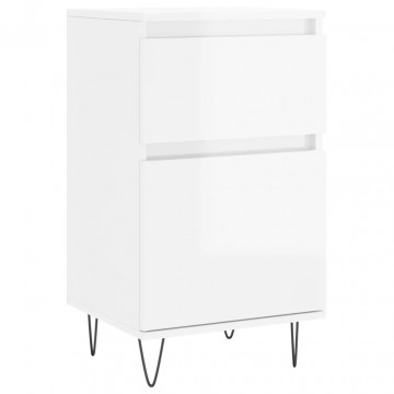 Servante, 2 buc., alb extralucios, 40x35x70 cm, lemn prelucrat - Img 8