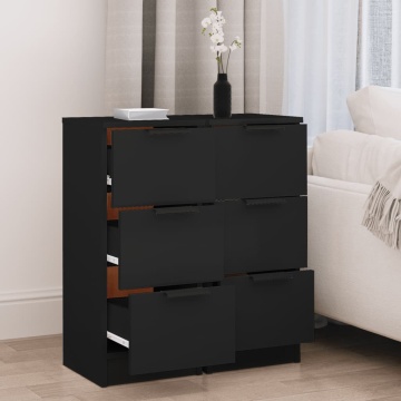 Servante, 2 buc., negru, 30x30x70 cm, lemn prelucrat - Img 3
