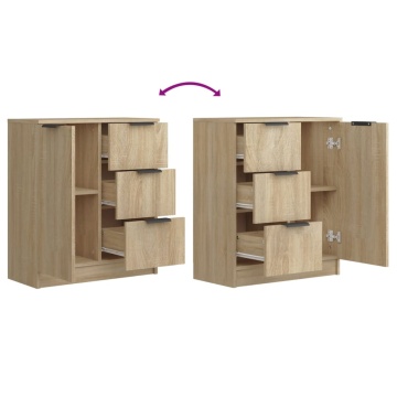 Servante, 2 buc., stejar sonoma, 60x30x70 cm, lemn prelucrat - Img 6