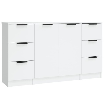 Servante, 3 piese, alb, lemn prelucrat - Img 2