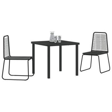 Set 3 piese de dining pentru grădină Negru Poliratan - Img 3