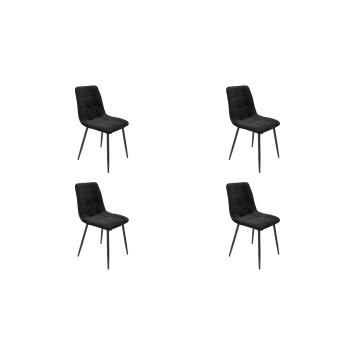 Set 4 scaune tapitate S-208, Stofa, Negru - Img 1