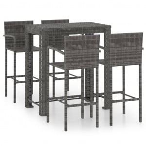 Set bar exterior cu cotieră, 5 piese, gri, poliratan - Img 1