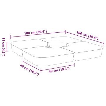 Set bază de umbrelă soare 4 piese pentru suport cruce 100 kg PP - Img 7