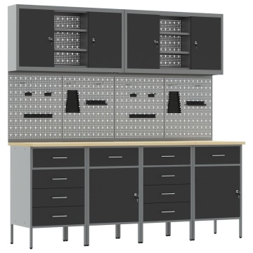Set birou cu pegboard , 10 piese, MDF și metal negru - Img 2