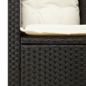 Set bistro cu perne, 3 piese, negru, poliratan și lemn acacia - Img 6