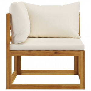 Set canapea 2 piese cu perne alb crem, lemn masiv de acacia - Img 6