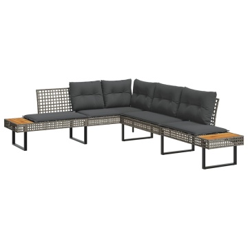 Set canapea de grădină cu perne, 2 piese, poliratan/lemn acacia - Img 3