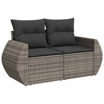Set canapea de grădină cu perne, 5 piese, gri, poliratan - Img 4