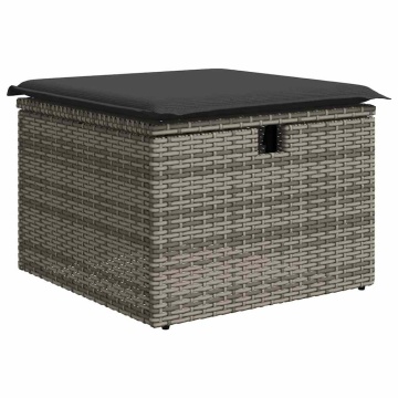 Set canapea de grădină cu perne, 5 piese, gri, poliratan - Img 8