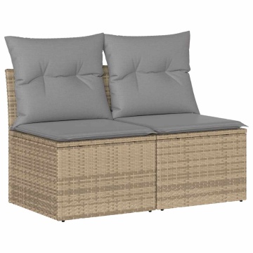 Set canapele de grădină, 2 piese, cu perne, bej, poliratan - Img 1