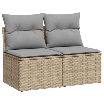 Set canapele de grădină, 4 piese, cu perne, bej, poliratan - Img 2