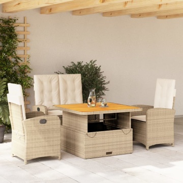 Set canapele de grădină, 4 piese, cu perne, bej, poliratan - Img 1