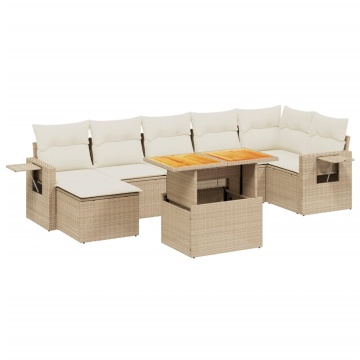 Set canapele de grădină, 8 piese, cu perne, bej, poliratan - Img 2