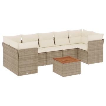 Set canapele de grădină, 8 piese, cu perne, bej, poliratan - Img 2