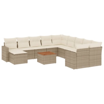 Set canapele de grădină cu perne, 12 piese, bej, poliratan - Img 2