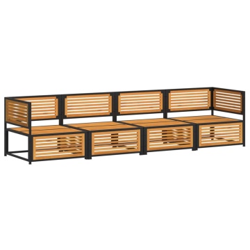 Set canapele de grădină cu perne, 4 piese, lemn masiv de acacia - Img 3