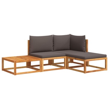 Set canapele de grădină cu perne, 4 piese, lemn masiv de acacia - Img 2