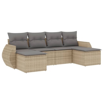 Set canapele de grădină cu perne, 6 piese, bej, poliratan - Img 2