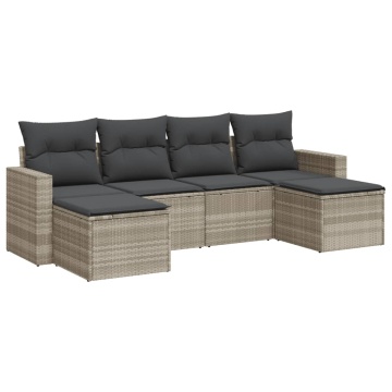 Set canapele de grădină cu perne, 6 piese gri deschis poliratan - Img 2