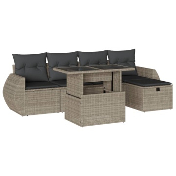 Set canapele de grădină cu perne, 6 piese gri deschis poliratan - Img 2
