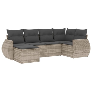 Set canapele de grădină cu perne, 6 piese gri deschis poliratan - Img 2