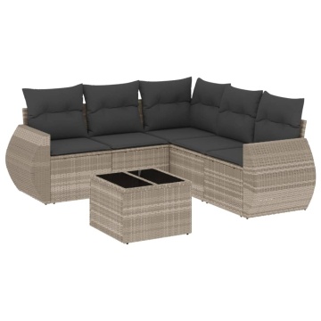 Set canapele de grădină cu perne, 6 piese gri deschis poliratan - Img 2