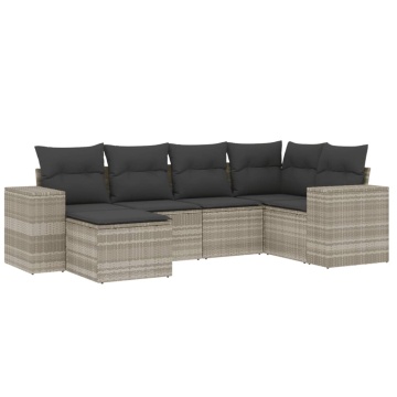 Set canapele de grădină cu perne, 6 piese gri deschis poliratan - Img 2