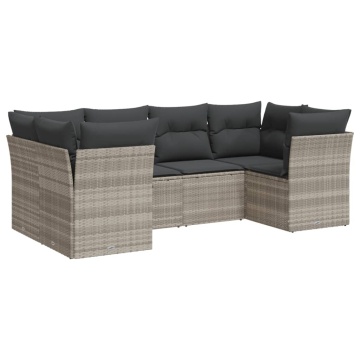 Set canapele de grădină cu perne, 6 piese gri deschis poliratan - Img 2