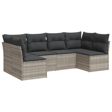 Set canapele de grădină cu perne, 6 piese gri deschis poliratan - Img 2