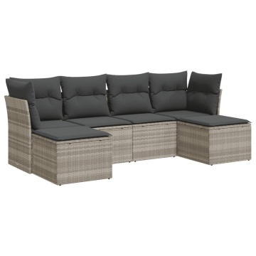Set canapele de grădină cu perne, 6 piese gri deschis poliratan - Img 2