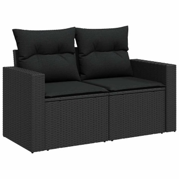 Set canapele de grădină cu perne, 7 piese, negru, poliratan - Img 4