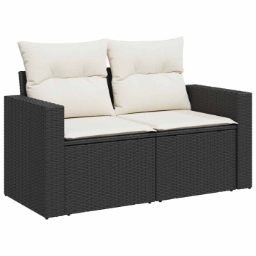Set canapele de grădină cu perne, 7 piese, negru, poliratan - Img 8