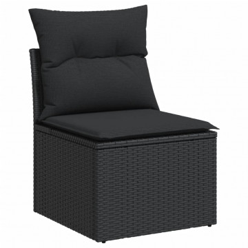 Set canapele de grădină cu perne, 7 piese, negru, poliratan - Img 3