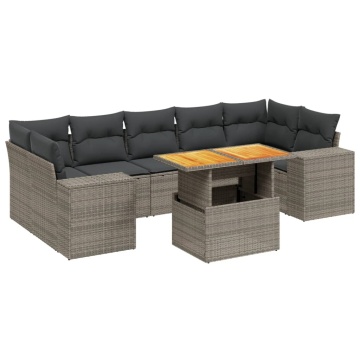 Set canapele de grădină cu perne, 8 piese, gri, poliratan - Img 2