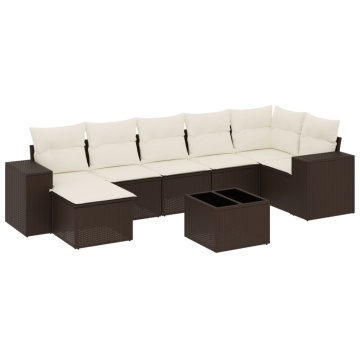 Set canapele de grădină cu perne, 8 piese, maro, poliratan - Img 2