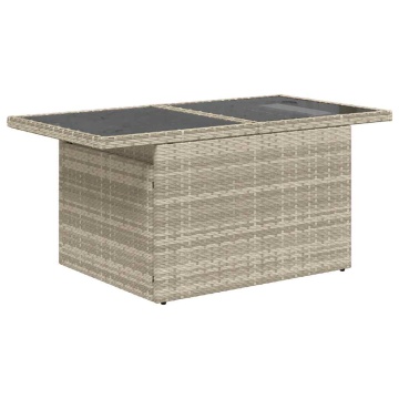 Set canapele de grădină cu perne, 9 piese gri deschis poliratan - Img 6