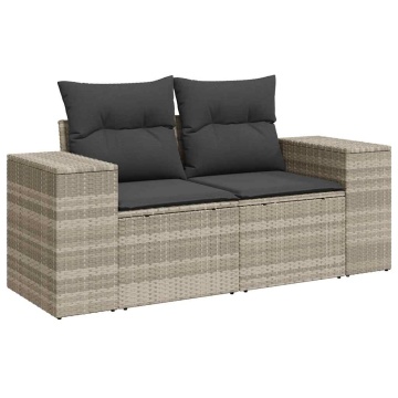 Set canapele de grădină cu perne, 9 piese gri deschis poliratan - Img 3