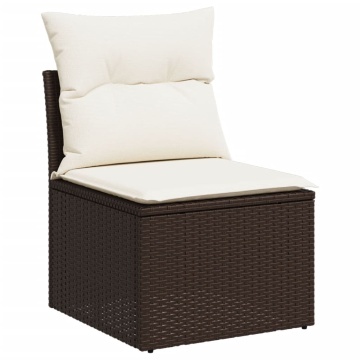 Set canapele de grădină cu perne, 9 piese, maro, poliratan - Img 4
